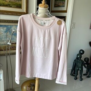 Rae Dunn Hot Mess Long Sleeve with Rolled Cuff Soft Top